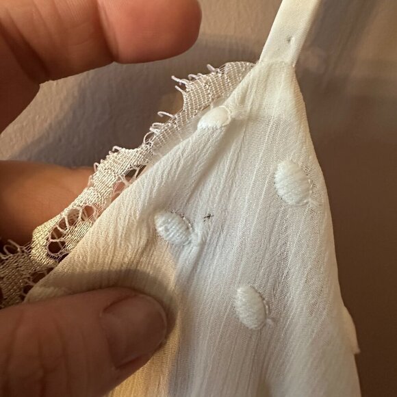 Women's M Show Me Your Mumu Olympia Romper White Chiffon Polka Dot Lined - Picture 12 of 12